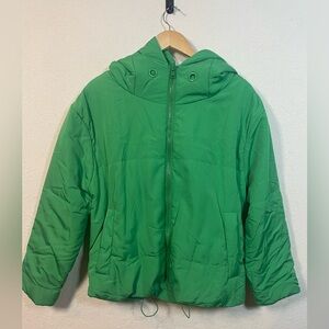 JODIFL Women’s Hooded Puffer Jacket- green .